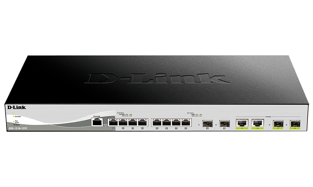 

Коммутатор D-Link DXS-1210-12TC, управляемый, кол-во портов: 8x1 Гбит/с, кол-во SFP/uplink: combo RJ-45/SFP+ 4x10 Гбит/с, установка в стойку (DXS-1210-12TC/B1A), DXS-1210-12TC