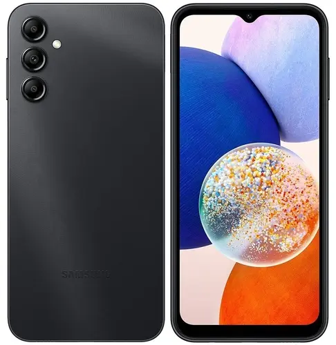 

Смартфон Samsung Galaxy A14, 6.6" 1080x2408 PLS, Samsung Exynos 850, 4Gb RAM, 64Gb, 3G/4G, NFC, Wi-Fi, BT, 3xCam, 2-Sim, 5000 мА⋅ч, USB Type-C, Android 13, черный (SM-A145FZKUSKZ), Galaxy A14