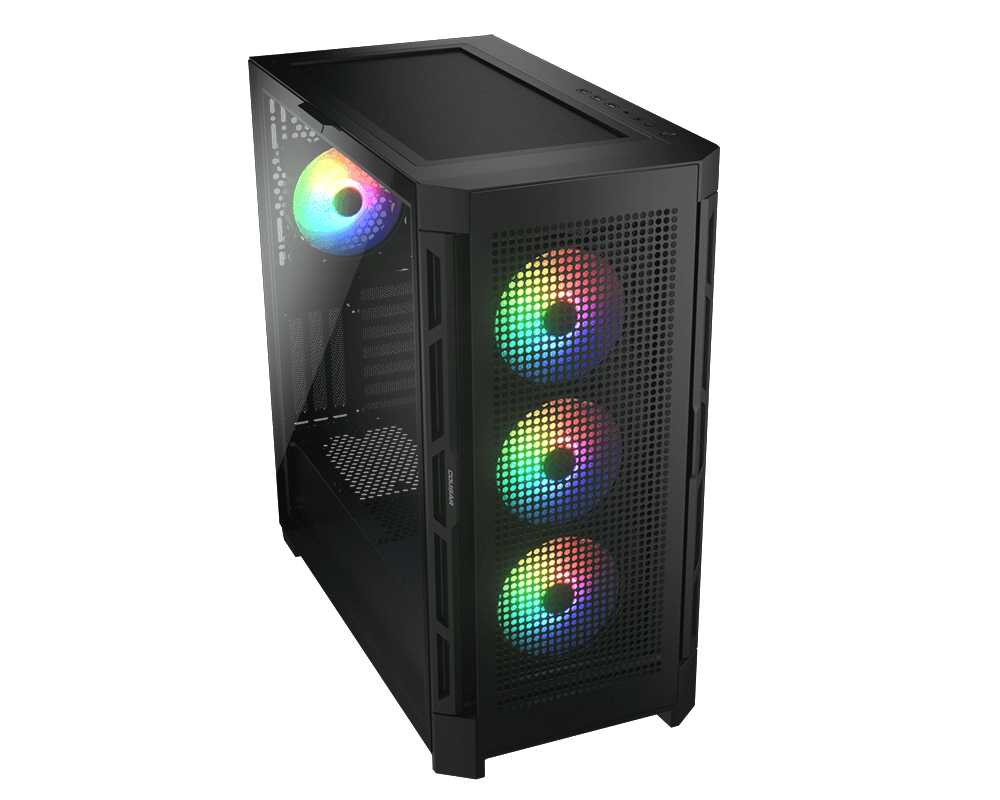 Корпус COUGAR Airface Pro RGB, EATX, Midi-Tower, 2xUSB 3.0, USB Type-C, RGB подсветка, черный, без БП (PC_Airface _Pro_RGB)