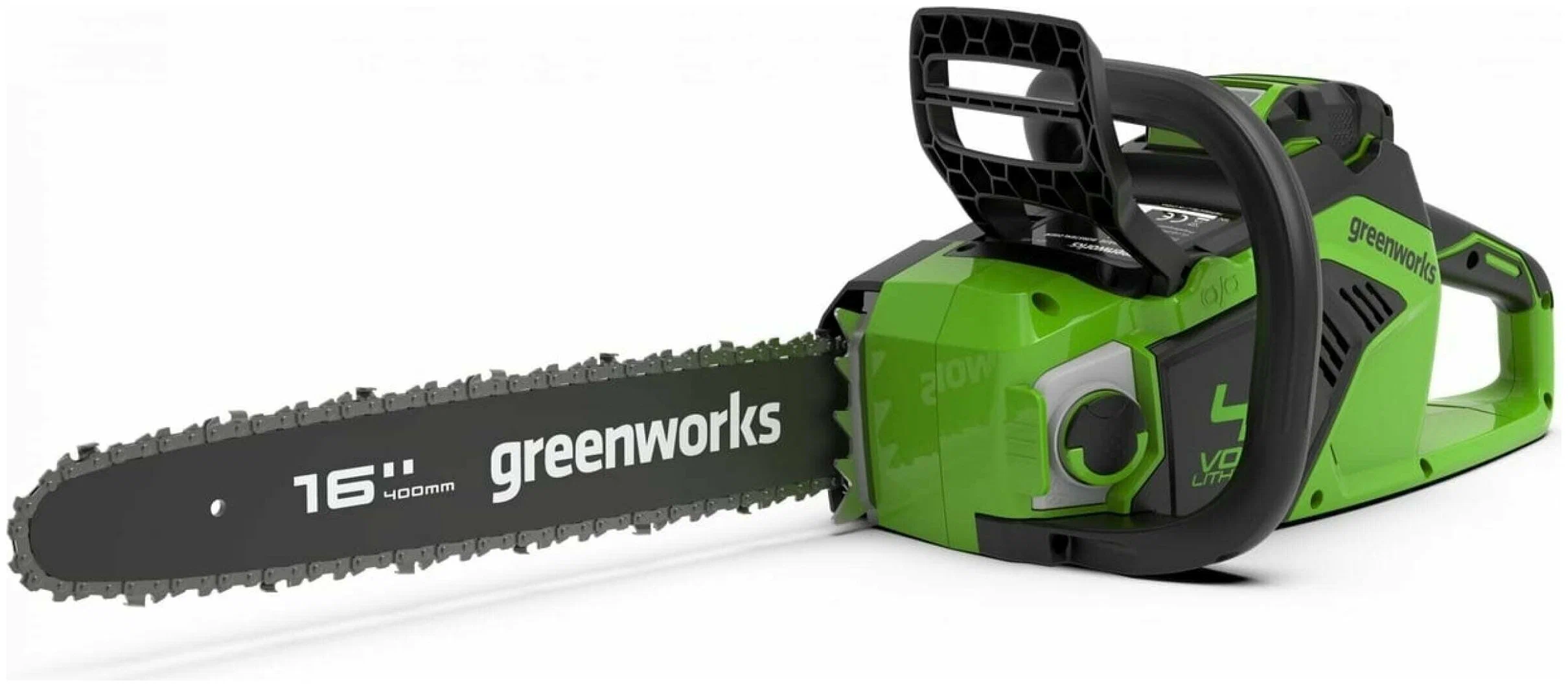 21 век аккумуляторная пила. GREENWORKS gd40cs18. Цепная пила GREENWORKS gd40cs18 40v 2005807 40 см бесщеточная аккумуляторная. GREENWORKS пила аккумуляторная 40v. Аккумуляторная цепная пила Гринворкс.