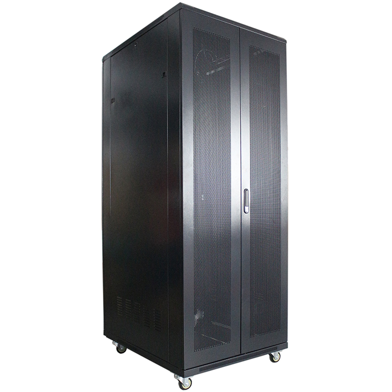 Шкаф телекоммуникационный напольный 42U 800x1000 мм, перфорация/металл, черный, разборный, Wize Pro W42U10080R-RD (W42U10080R-RD)