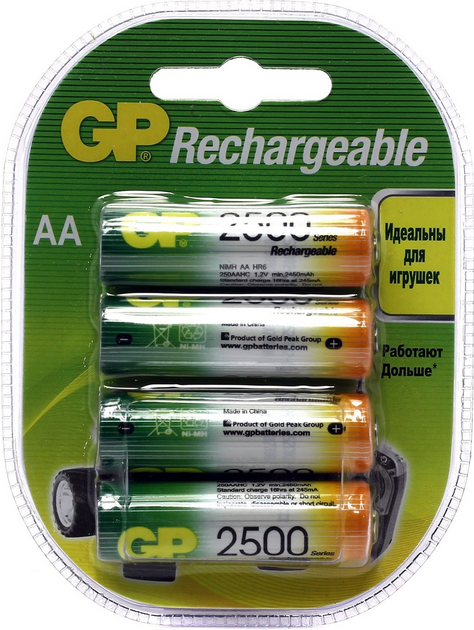 Аккумулятор GP 250AAHCHP-CR4, AA, 1.2 В 2.45 А·ч, 4 шт. (250AAHCHP-CR4)