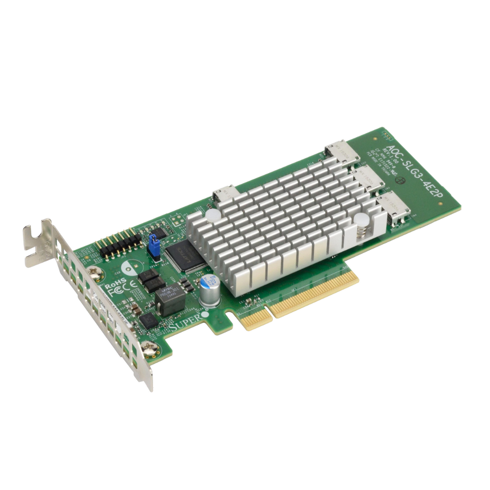 Адаптер HBA Supermicro, NVMe, 4-port (OCuLink), PCI-Ex8, SGL (AOC-SLG3-4E2P)