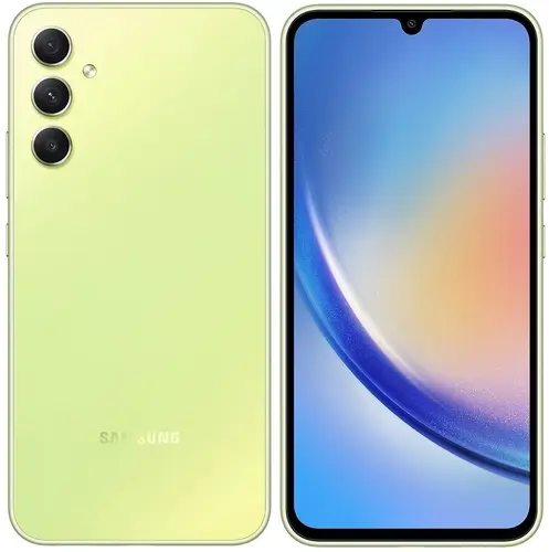 

Смартфон Samsung Galaxy A34, 6.5" 1080x2340 Super AMOLED, MediaTek Dimensity 1080, 6Gb RAM, 128Gb, 3G/4G/5G, NFC, Wi-Fi, BT, 3xCam, 2-Sim, 5000 мА⋅ч, USB Type-C, Android 13, зеленый (SM-A346ELGAAFC), Galaxy A34