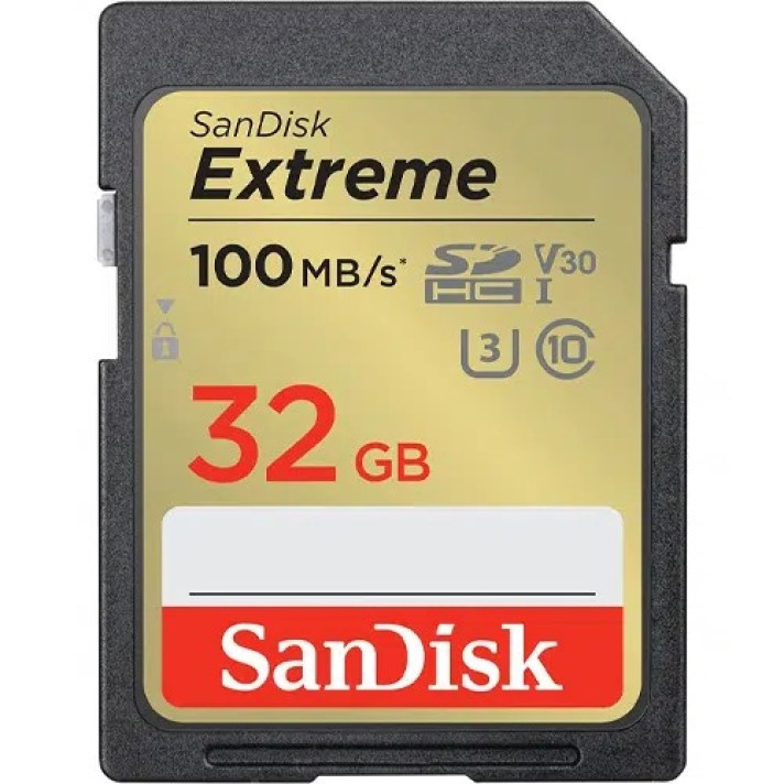 Карта памяти 32Gb SDHC Sandisk Extreme Class 10 UHS-I U3 V30 (SDSDXVT-032G-GNCIN)