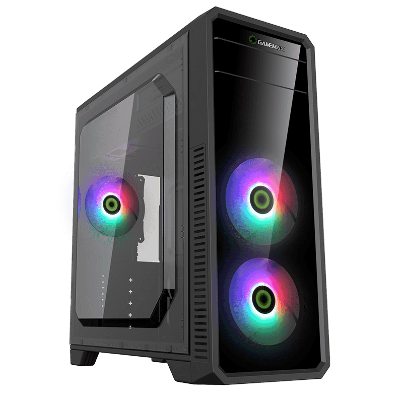 Корпус GameMax G561-FRGB, ATX, Midi-Tower, USB 3.0, RGB подсветка, черный, без БП (G561-FRGB)