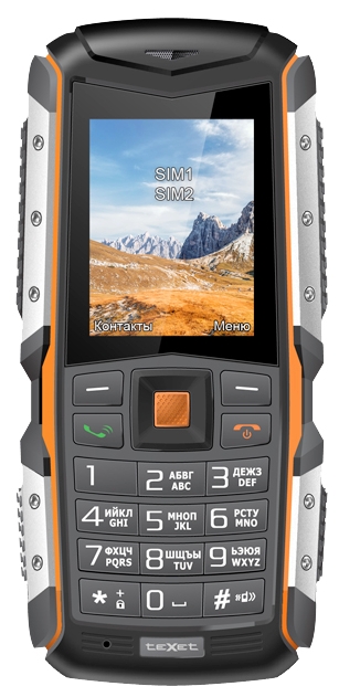 Мобильный телефон teXet TM-513R 2", 220x176 TN, BT Cam, 2-Sim, 2570mAh, ударопрочный корпус, черный/оранжевый