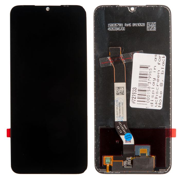 Дисплей в сборе с тачскрином Xiaomi для Xiaomi Redmi Note 8, черный, оригинал (727933)