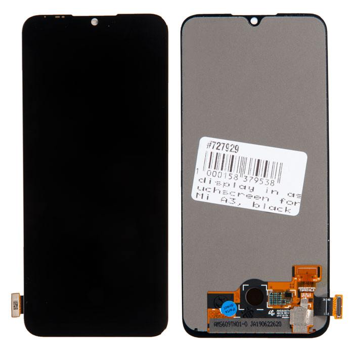 

Дисплей в сборе с тачскрином для Xiaomi CC9E, Mi A3, черный OLED (727929)