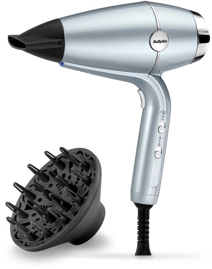 Фен Babyliss D773DE 2.1 кВт, режимов: 3, насадок: 2, голубой - фото 1