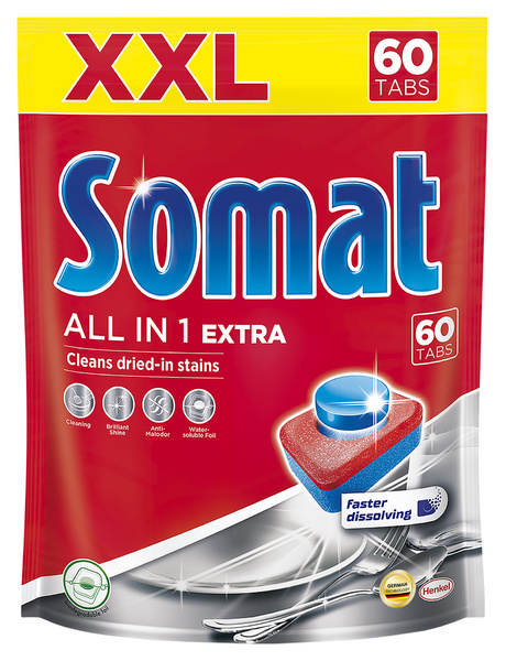 Таблетки для посудомоечной машины Somat All in 1 Extra, 60 шт. (2699154)