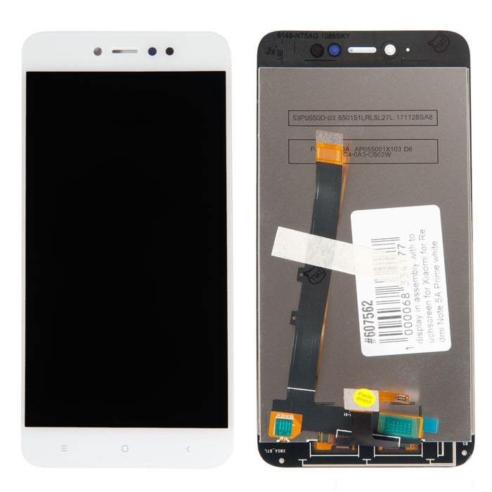 

Дисплей в сборе с тачскрином для Xiaomi Redmi Note 5A Prime, белый (607562)