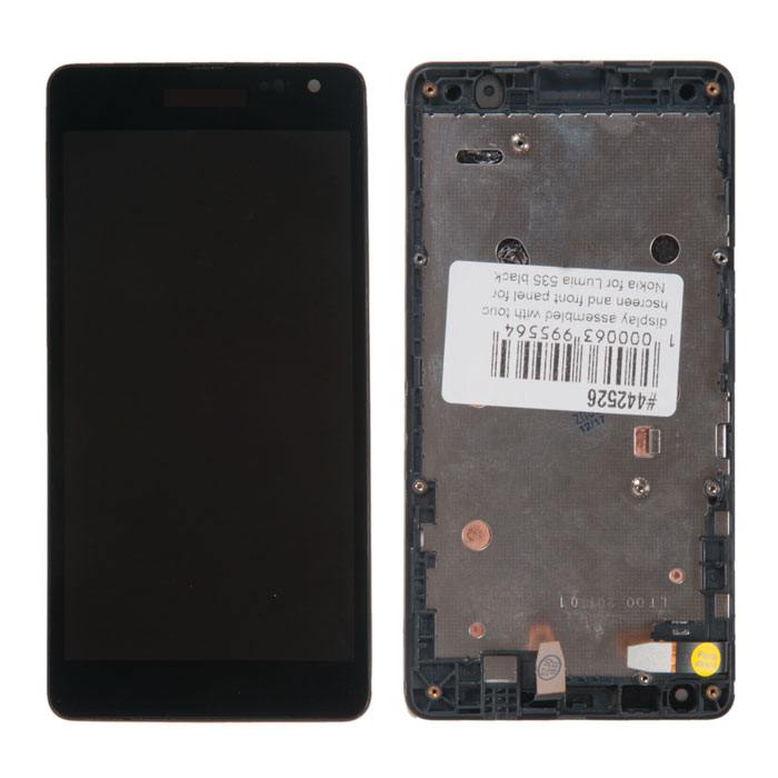 

Дисплей в сборе с тачскрином и передней панелью (модуль) для Nokia Lumia 535, черный (442526)