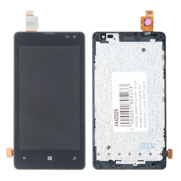 

Дисплей в сборе с тачскрином и передней панелью (модуль) для Nokia Lumia 532 Dual Sim, черный (442529)