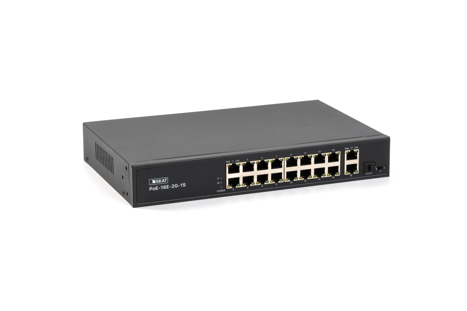 Коммутатор Бастион PoE-16E-2G-1S, 16x100 Мбит/с, combo RJ-45/SFP 1x1, SFP/uplink: RJ-45x1