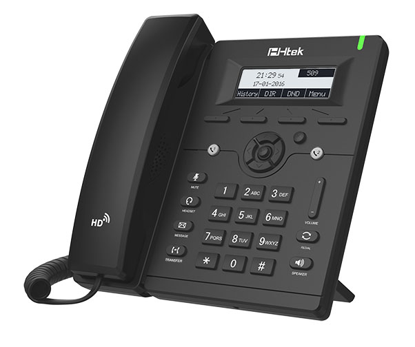 

VoIP-телефон Htek UC902P RU, 2 линии, 2 SIP-аккаунта, монохромный дисплей, PoE, черный (UC902P RU), UC902P RU