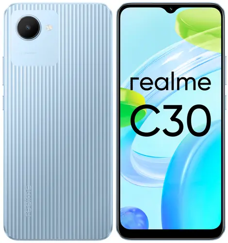 Смартфон Realme C30, 6.5" 720x1600 IPS, Unisoc T612, 2Gb RAM, 32Gb, 3G/4G, Wi-Fi, BT, Cam, 2-Sim, 5000mAh, Micro-USB, Android 11, голубой (RMX3581) Б/у, без следов эксплуатации, отказ от покупки, замятие коробки