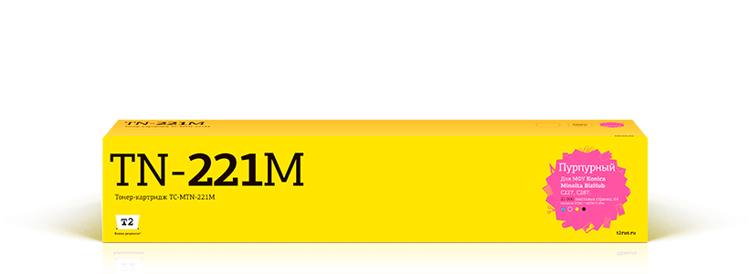 

Картридж лазерный T2 TC-MTN-221M (TN-221M/A8K3350), пурпурный, 21000 страниц, совместимый для Konica Minolta bizhub C227/bizhub C287