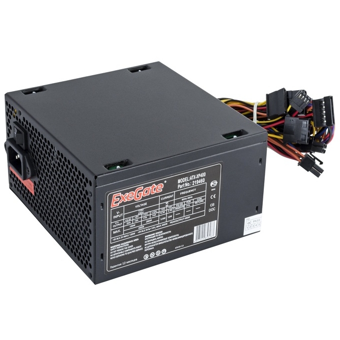 

Блок питания 400 Вт ATX Exegate XP400, 120 мм (EX219459RUS) б/у, после ремонта, следы эксплуатации, без комплекта, Черный, XP400