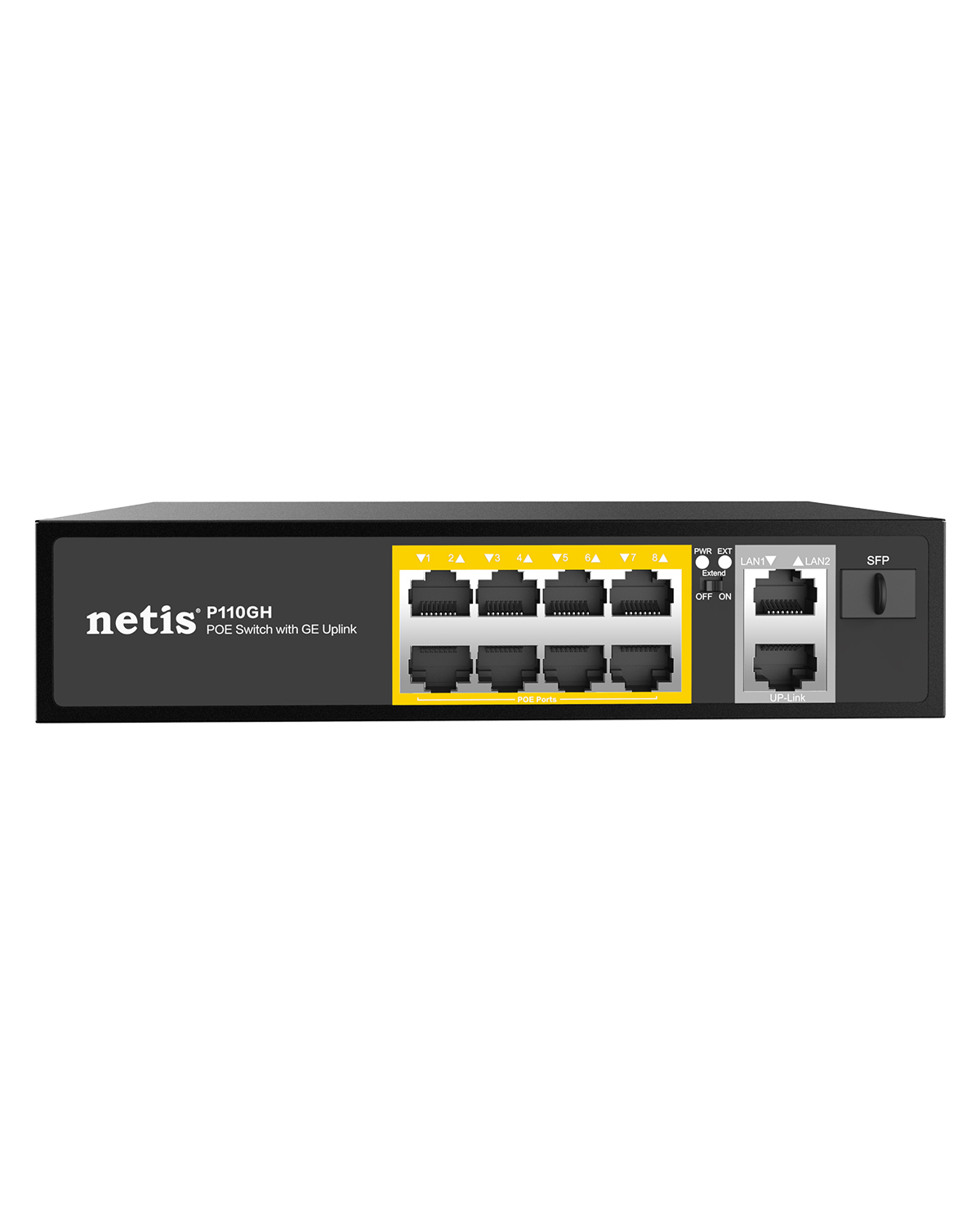

Коммутатор Netis P110GH, кол-во портов: 8x100 Мбит/с, SFP 1x1, кол-во SFP/uplink: RJ-45 2x1 Гбит/с, PoE: 8x30 Вт (макс. 100 Вт) (P110GH-SP), P110GH