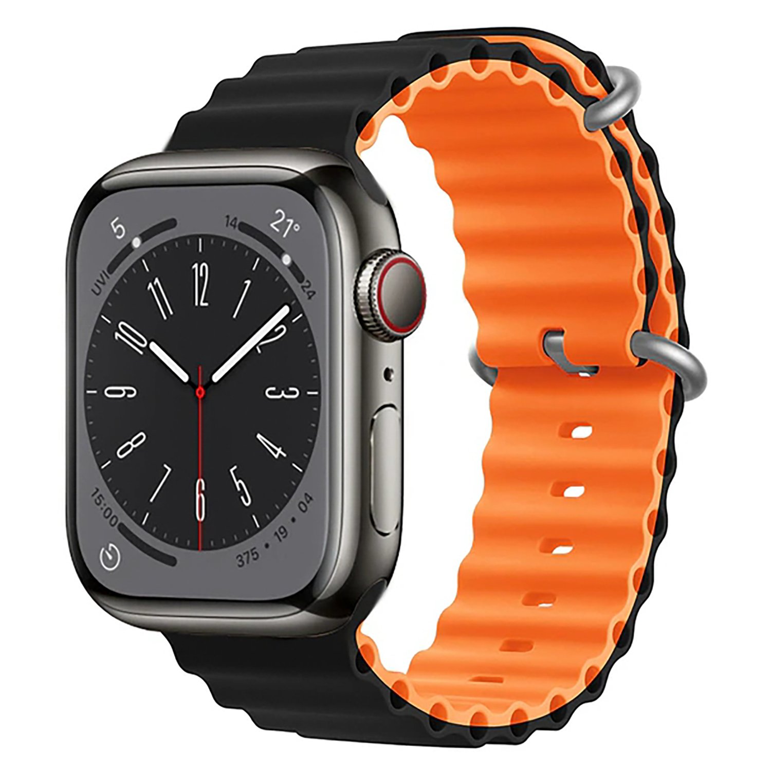 Ремешок для Apple Watch 42-49 мм, черный/оранжевый