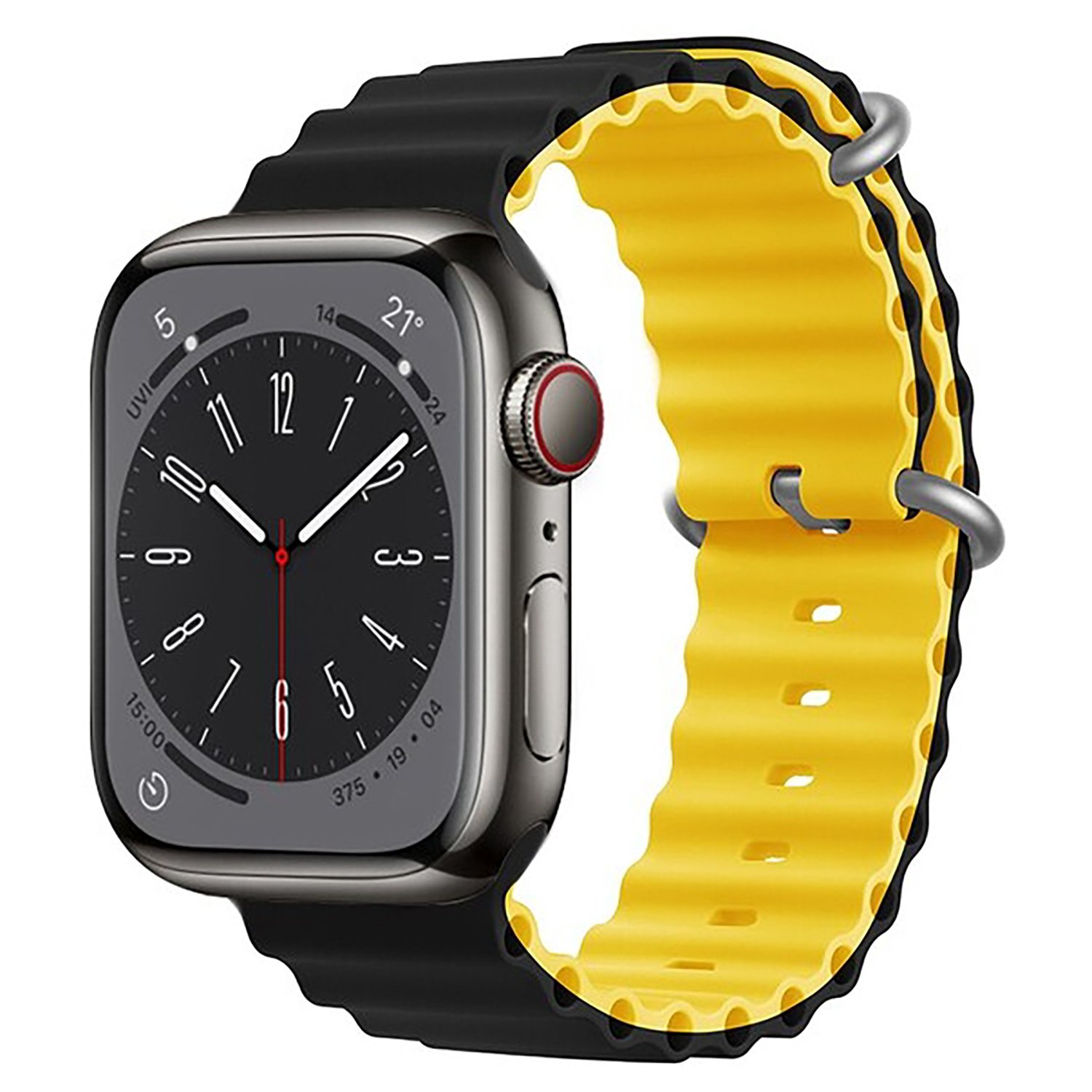 Ремешок для Apple Watch 42-49 мм, черный/жёлтый