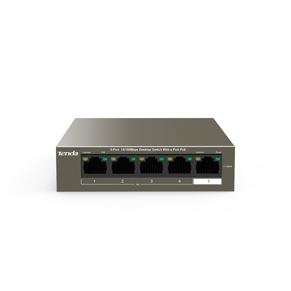 

Коммутатор Tenda TEF1105P-4-63W, кол-во портов: 4x100 Мбит/с, кол-во SFP/uplink: RJ-45 1x100 Мбит/с, PoE: 4x30 Вт (макс. 58 Вт) (TEF1105P-4-63W v2.0), TEF1105P-4-63W