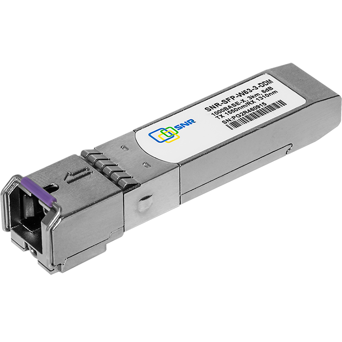 Модуль SNR SFP 1000Base-BX, 3km (6dB), WDM, DDM, SC, 1550нм (SNR-SFP-W53-3-DDM) б/у, с внутреннего использования, цвет серебристый