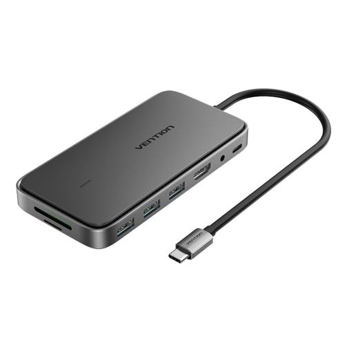 Мультипортовый адаптер Vention, USB 3.1 Type С(M), USB 3.1(F), HDMI(19F), M.2 NVMe (B Key/B+M Key), USB 2.0(F), Micro SD/SDHC/SDXC/SDHC/SDXC, черный (TPYBB)