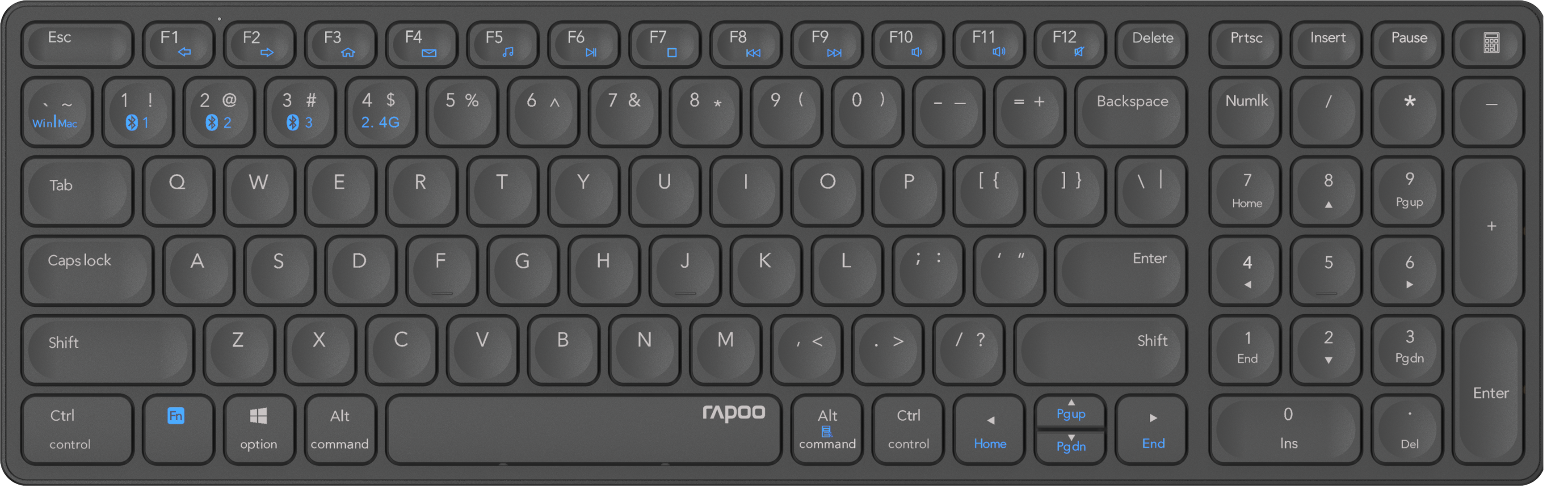 

Клавиатура беспроводная Rapoo E9700M, мембранная, Bluetooth / USB, серый (14515), E9700M