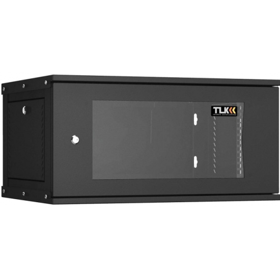 Шкаф телекоммуникационный настенный 6U 600x450 мм, стекло, черный, разборный, TLK Lite TWI-066045-R-G-BK