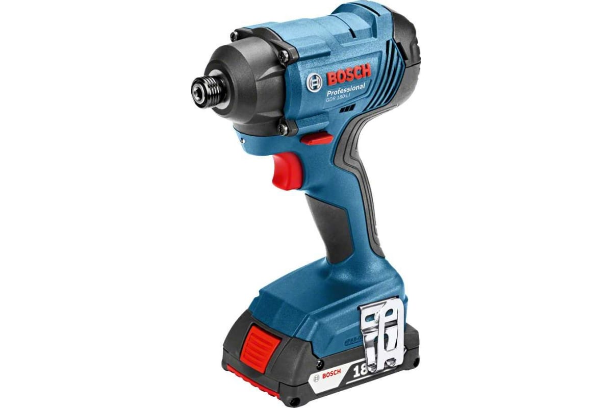 

Гайковерт BOSCH GDR 180-LI, аккумуляторный, ударный, 160 нм, шестигранный (1/4HEX), 2 А·ч, Li-Ion, 18 В, два аккумулятора, кейс, 3.86 кг (06019G5123), GDR 180-LI