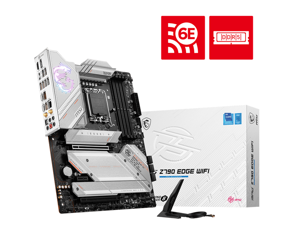 

Материнская плата MSI MPG Z790 EDGE WIFI, Socket1700, Intel Z790, 4xDDR5 DIMM, 2PCI-Ex16, 7SATA3, 7.1-ch, 2.5GLAN, 10 USB 3.2, 3 USB Type-C, HDMI, DP, ATX, Retail, MPG Z790 EDGE WIFI