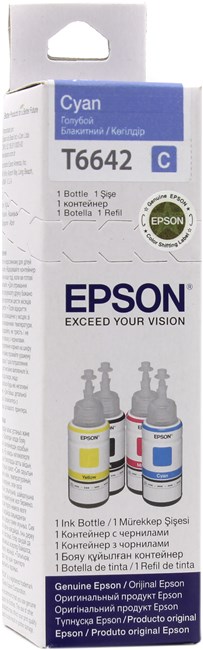 Чернила Epson 664, 4 шт. x 70 мл, голубой/пурпурный/желтый/черный, оригинальные, водные для Epson L100/ L110/ L120/ L132/ L200/ L210/ L222/ L300/ L312/ L350/ L355/ L362/ L366/ L456/ L550/ L555/ L566/ L1300