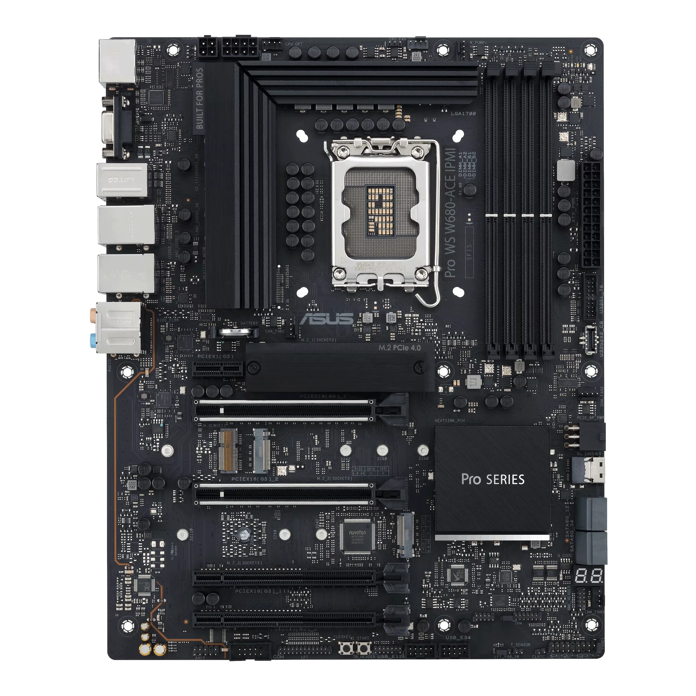 

Материнская плата ASUS PRO WS W680-ACE IPMI, 1xSocket1700, iW680, 4xDDR5, 2PCI-Ex16, 3xM.2-PCI-E, 4SATA3 RAID 0/1/5/10, 7.1-ch, 2x2.5GLAN, IPMI, 6xUSB 2.0, VGA, HDMI, DisplayPort, ATX, Retail (90MB1DN0-M0EAY0), PRO WS W680-ACE IPMI
