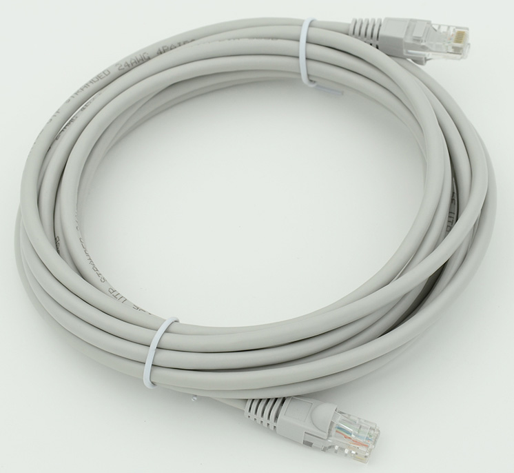 Патч-корд UTP кат.5e, 5 м, RJ45-RJ45, серый, Behpex (6921815600008)