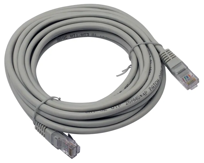 Патч-корд UTP кат.5e, 5 м, RJ45-RJ45, серый, 5bites (PUT50-050A)