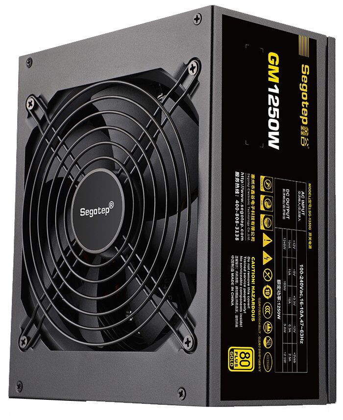 

Блок питания 1.25 кВт ATX Segotep GM1250W, 140 мм, 80 Plus Gold, Retail (GM1250W ATX3.0), GM1250W