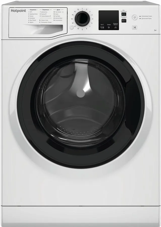 

Стиральная машина Hotpoint-Ariston NSS 5015 K RU, 5 кг, 1000 об/мин, белый/черный (NSS 5015 K RU), NSS 5015 K RU