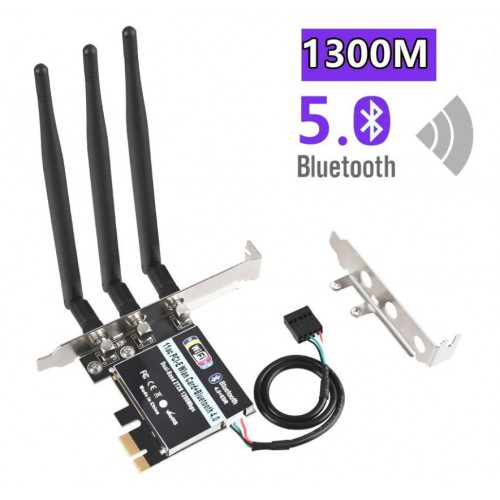 

Адаптер Bluetooth+Wi-Fi KS-is KS-788, 802.11a/b/g/n/ac, 2.4 / 5 ГГц, до 1.3 Гбит/с, PCI-E, внешних антенн: 3, KS-788