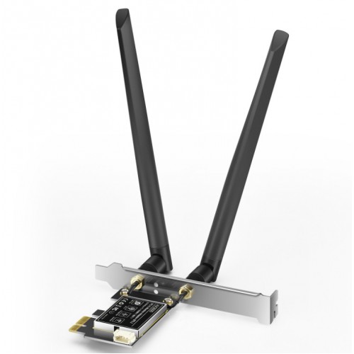 

Адаптер Bluetooth+Wi-Fi KS-is KS-789, 802.11a/b/g/n/ac/ax, 2.4 / 5 ГГц, до 2.98 Гбит/с, PCI-E, внешних антенн: 2, KS-789