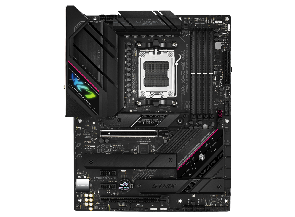 

Материнская плата ASUS ROG STRIX B650E-F GAMING WIFI, AM5, AMD B650, 4xDDR5 DIMM, 2PCI-Ex16, 4SATA3, 7.1-ch, 2.5GLAN, 8 USB 3.2, 3 USB Type-C, HDMI, DP, ATX, Retail, ROG STRIX B650E-F GAMING WIFI