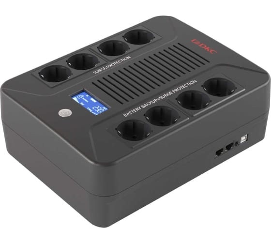 

ИБП DKC Info PDU 1000LCD, 1000 В·А, 600 Вт, EURO, розеток - 8, USB, черный (INFOPDU1000LCD), 1000LCD