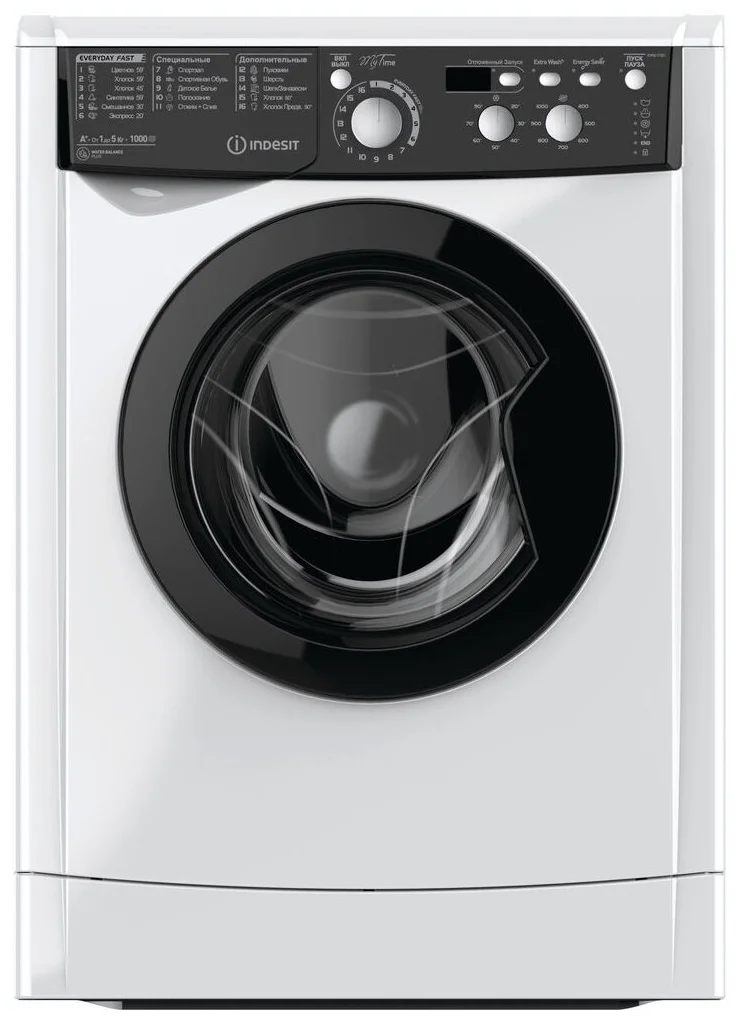 

Стиральная машина Indesit EWSD 51031 BK CIS, 5 кг, 1000 об/мин, белый/черный (869991570540), EWSD 51031 BK CIS