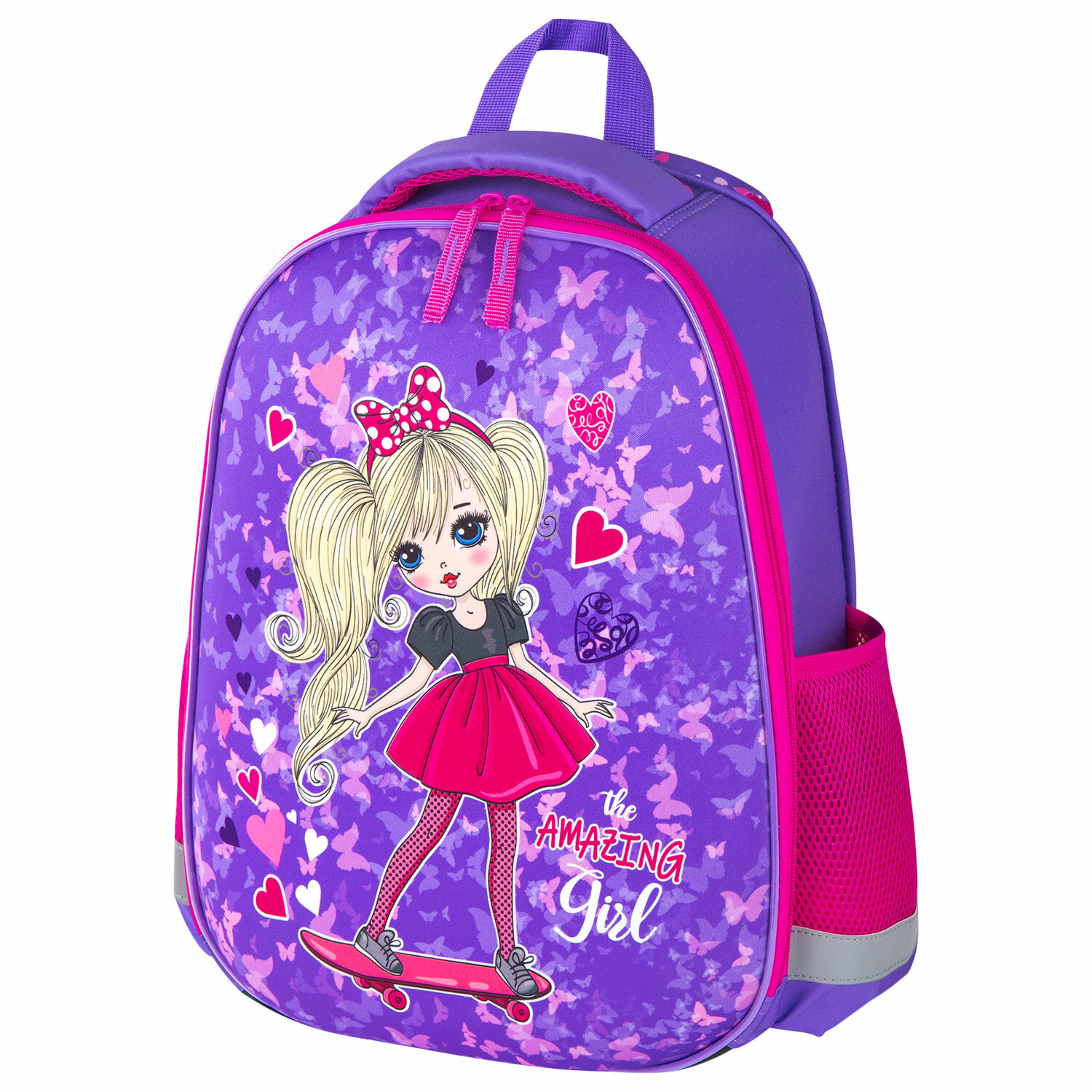 

Ранец ПИФАГОР EVA BASIC Amazing girl, анатомическая, вентилируемая, формоустойчивая спинка, 1 отделение, сиреневый (271377)