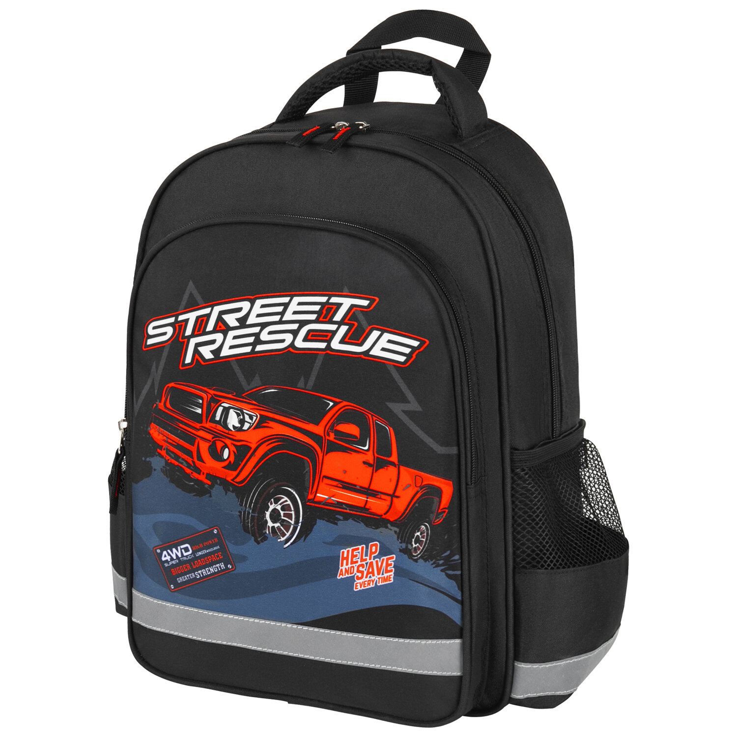 

Рюкзак ПИФАГОР SCHOOL Powerful jeep, формоустойчивая, 1 отделение, черный (271410)