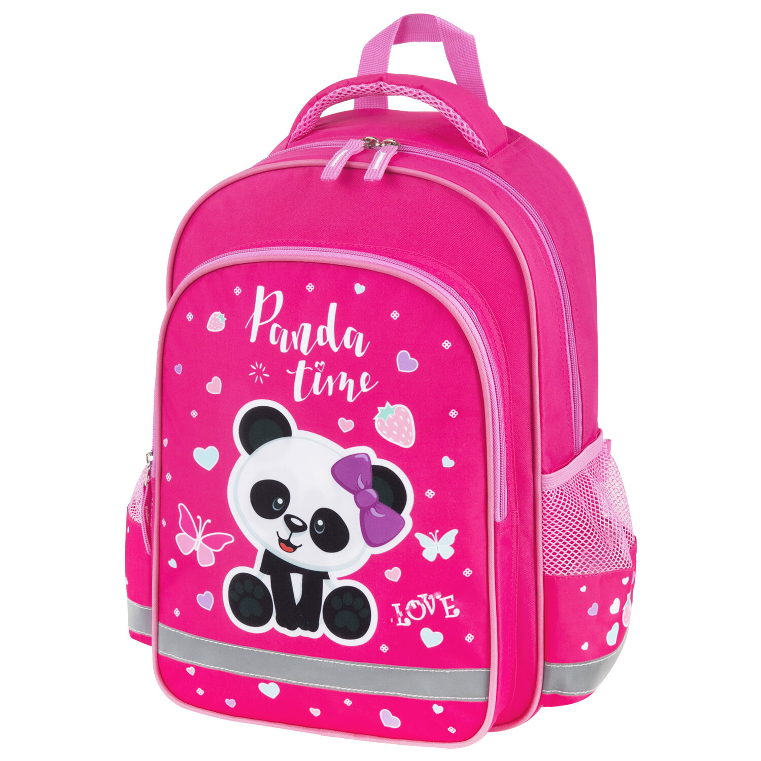 

Рюкзак ПИФАГОР SCHOOL Panda time, формоустойчивая, 1 отделение, розовый (271406)