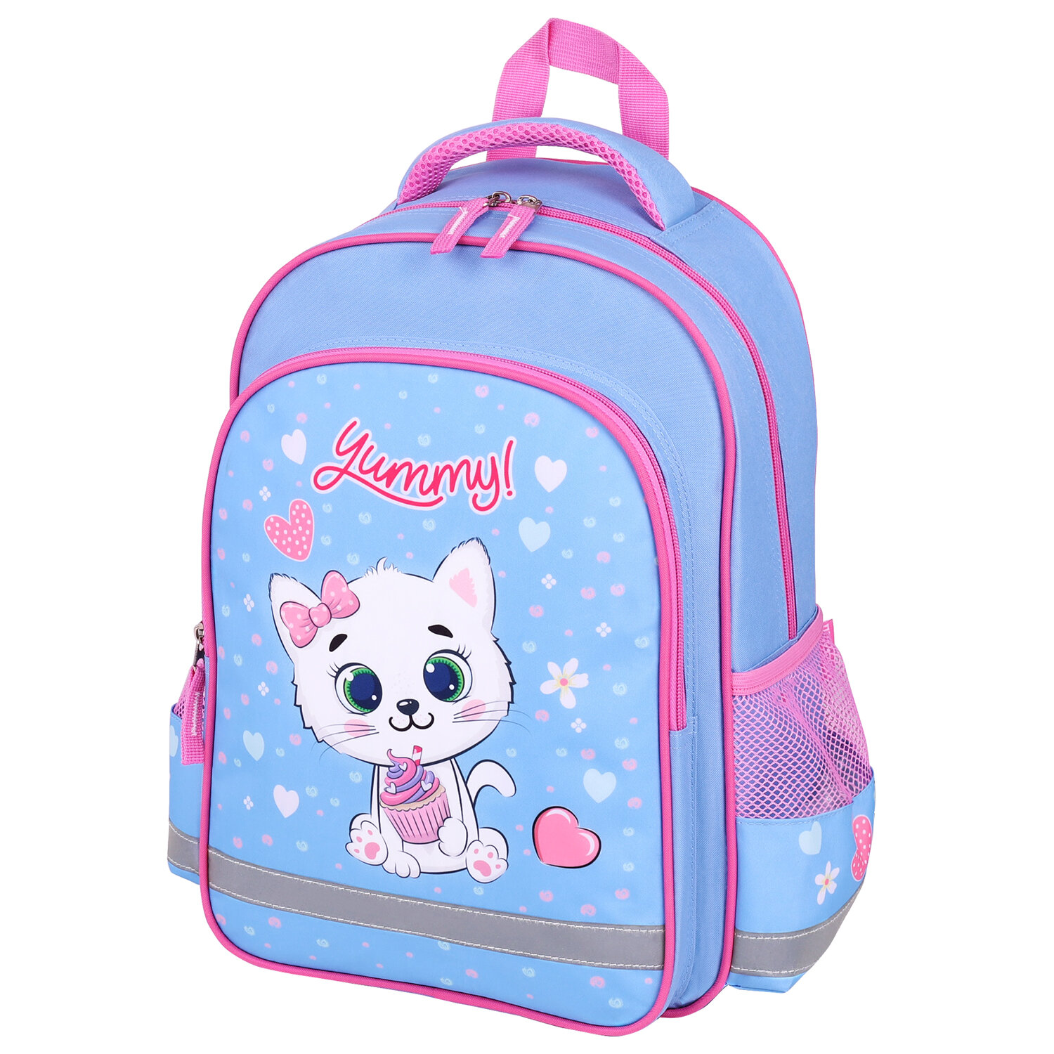 

Рюкзак ПИФАГОР SCHOOL Yummy cupcake, формоустойчивая, 1 отделение, голубой\розовый (271405)