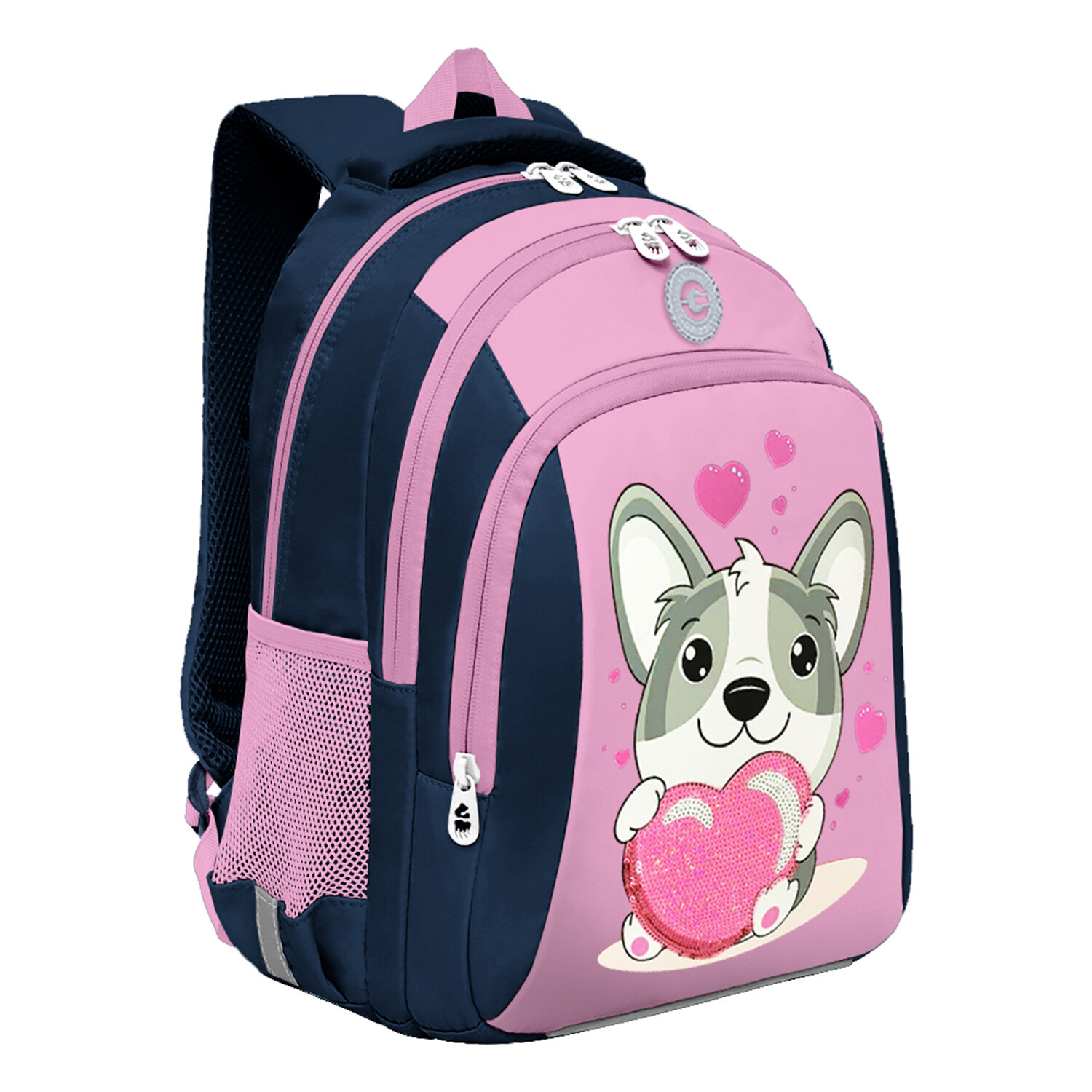 

Рюкзак GRIZZLY RG LOVE CORGI, анатомическая, вентилируемая спинка, 3 отделения, синий/розовый (RG-361-1/4)