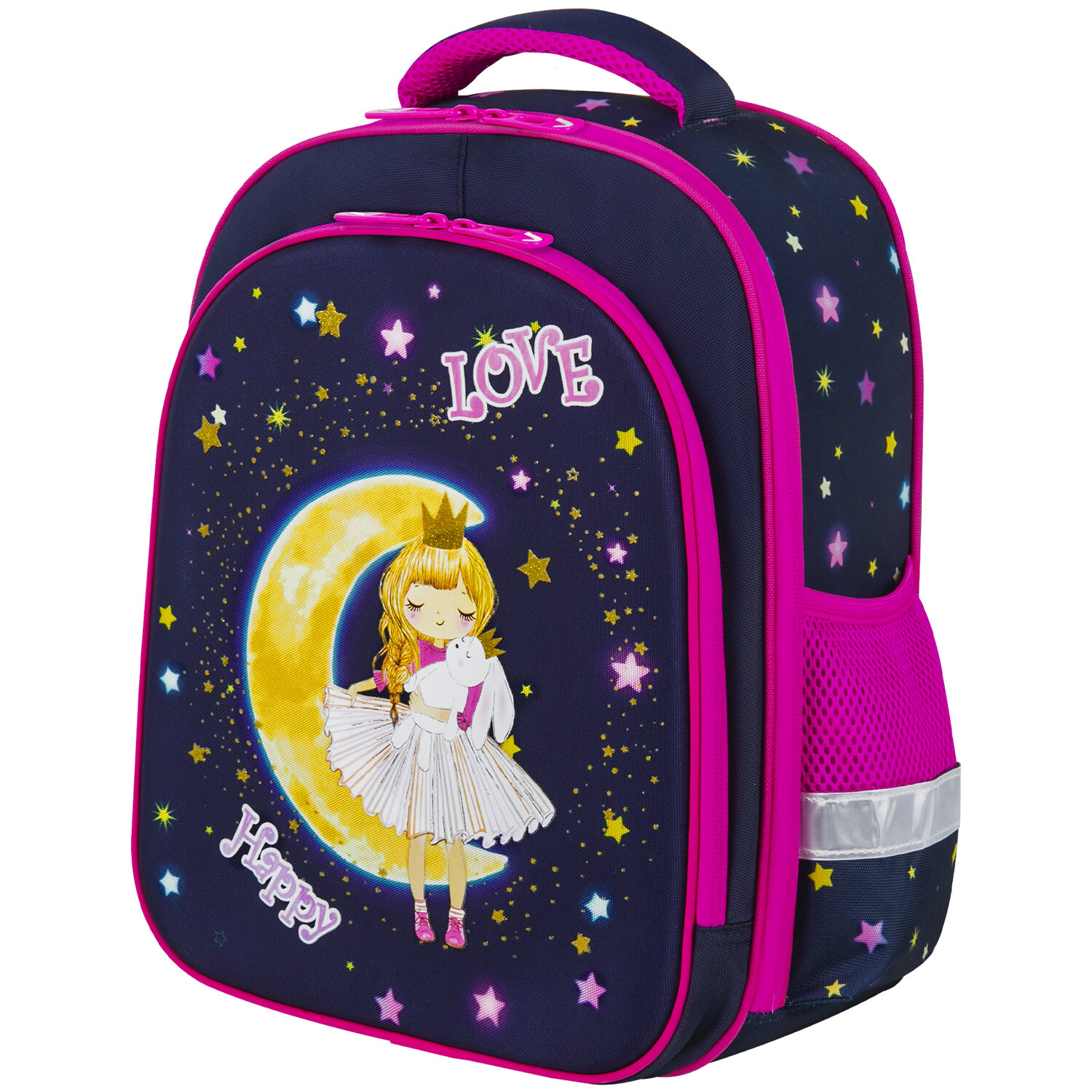 

Ранец Brauberg STANDARD Moon girl, анатомическая, вентилируемая, формоустойчивая спинка, 2 отделения, темно-синий/розовый (271387)